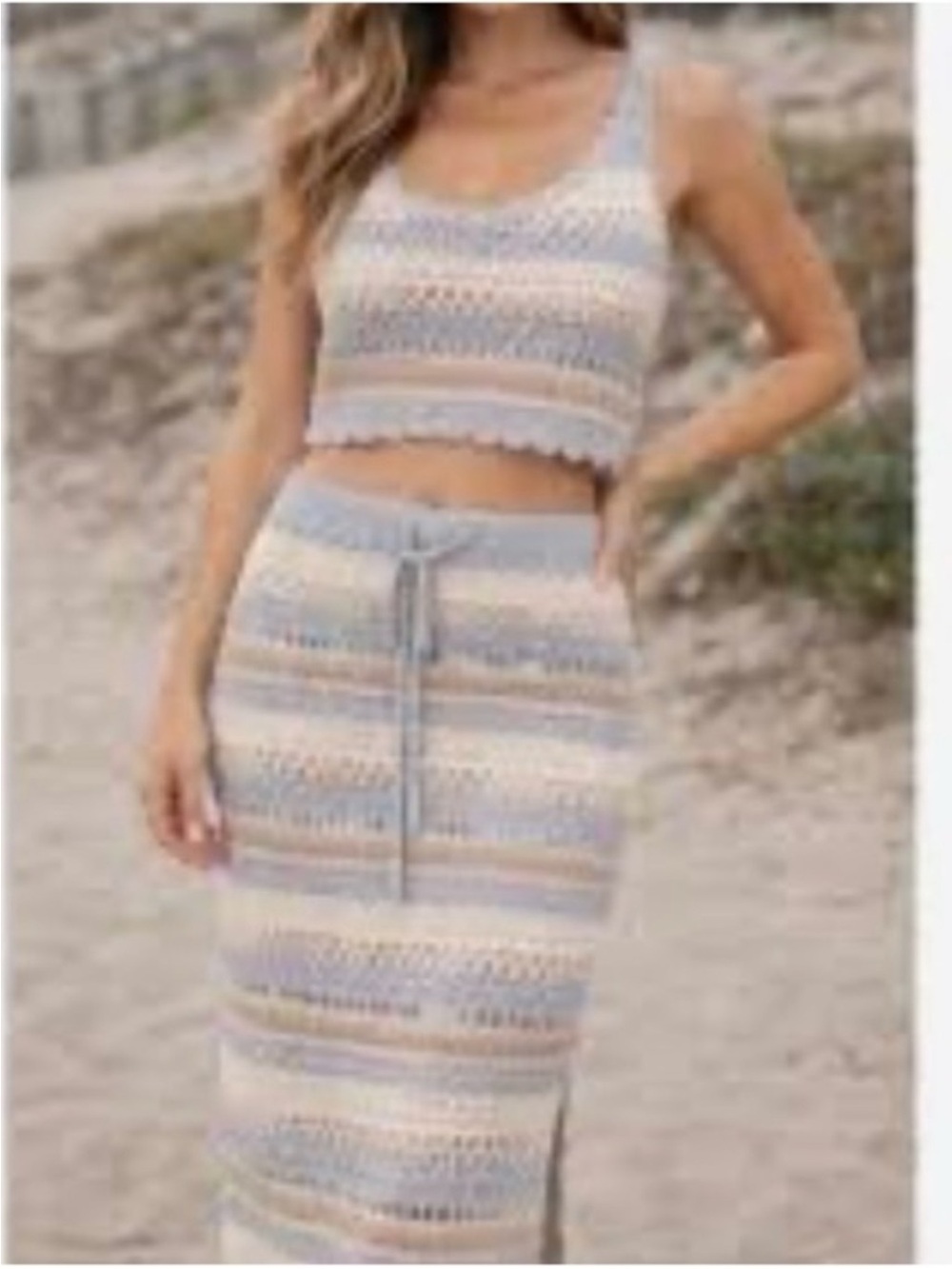 Jessica Simpson XS Crochet Cropped Tank & Maxi Skirt Set